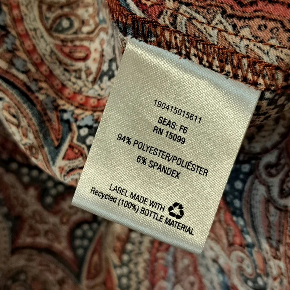 Laura Scott paisley button down Multicolor V neck casual Blouse size L